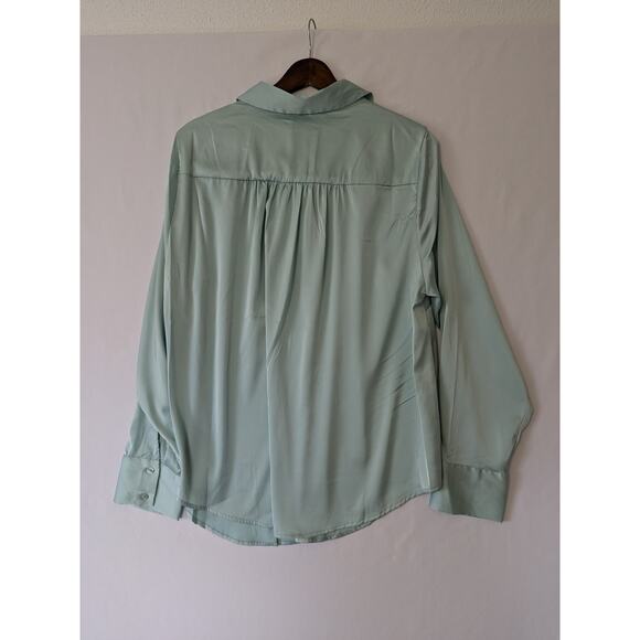 Torrid Madison Satin Button-Up Long Sleeve Shirt Mint Green Womens 12 Large New - Picture 3 of 9